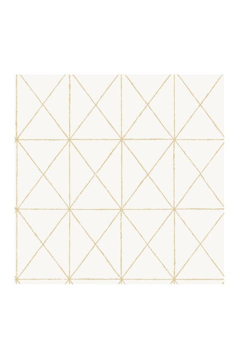 White & Gold Get In Line Peel & Stick Wallpaper