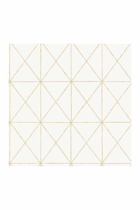 White & Gold Get In Line Peel & Stick Wallpaper
