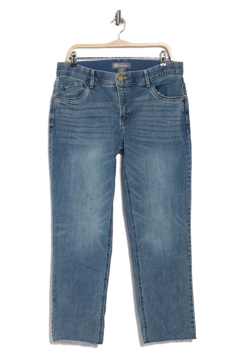Democracy Slim Straight Raw Hem Jeans, Alternate, color, Mid Blue Artisinal