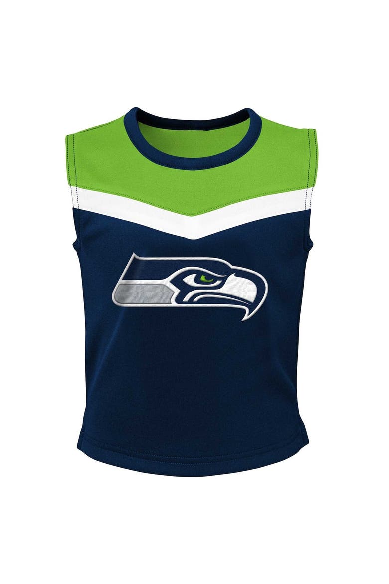 Girls Youth Navy Seattle Seahawks Spirit Two-Piece Cheerleader Set, Alternate, color, Navy