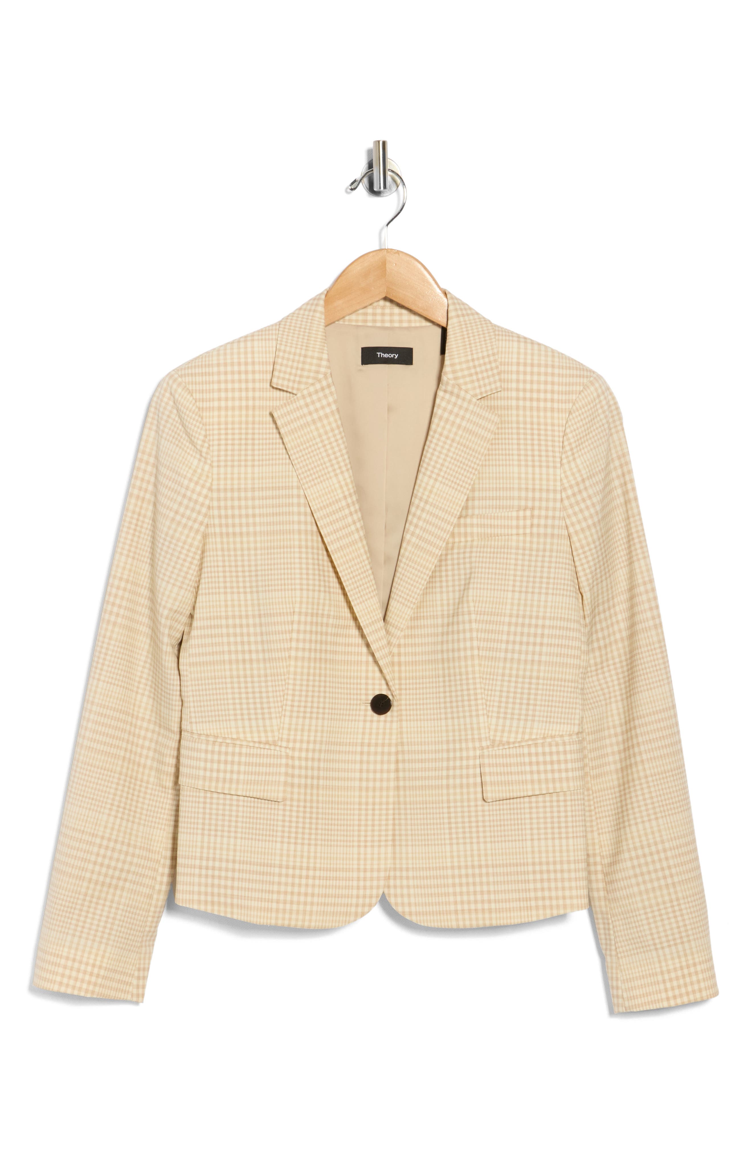 Theory Shrunken Plaid Wool Blazer