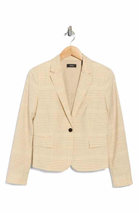 Theory Shrunken Plaid Wool Blazer