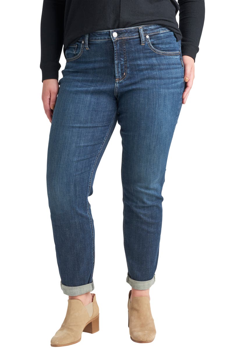 Silver Jeans Co. Beau Mid Rise Girlfriend Jeans, Main, color, 