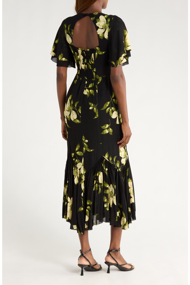 Salvia Floral Flutter Sleeve Mermaid Dress, Alternate, color, MOOD FOR LOVE