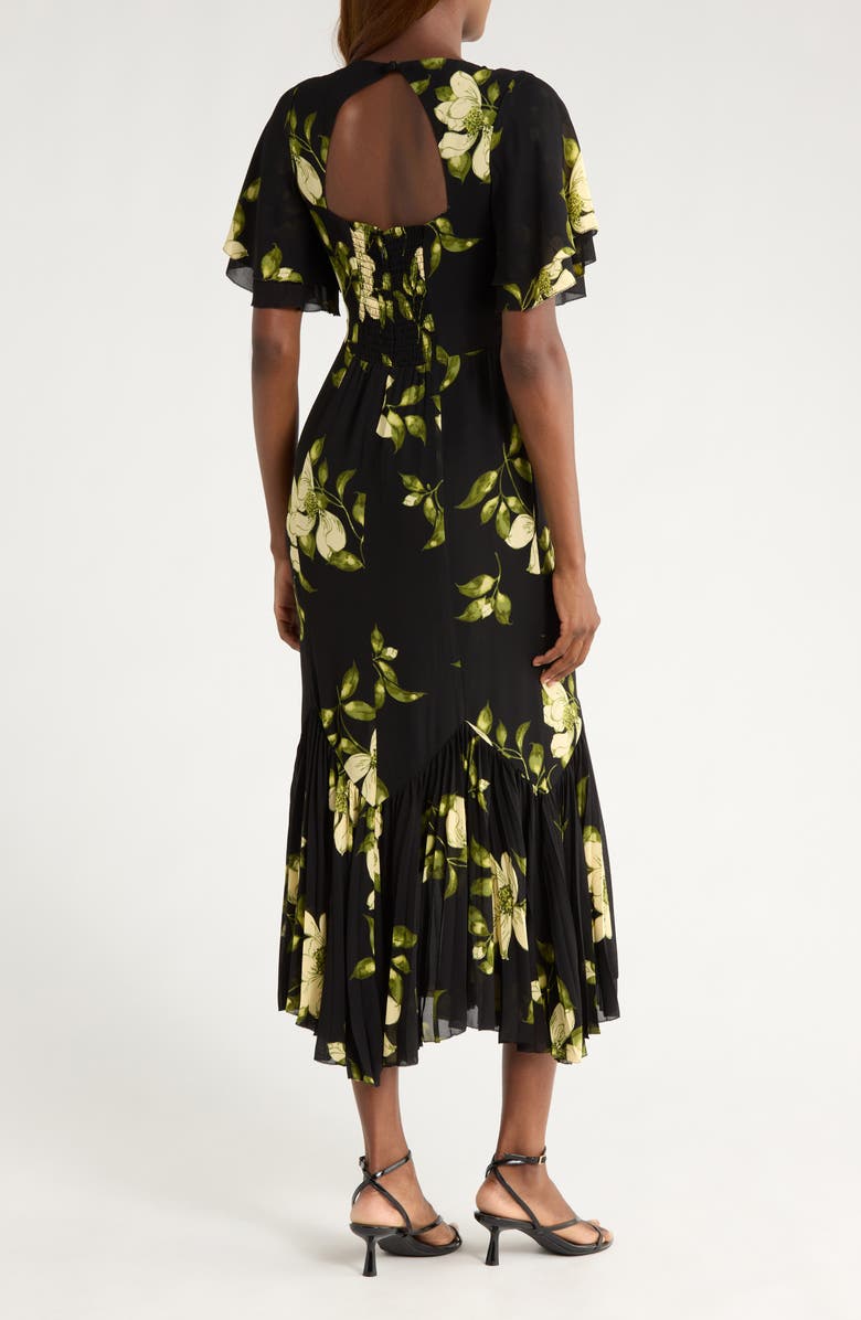 Reformation Salvia Floral Flutter Sleeve Mermaid Dress, Alternate, color, Mood For Love