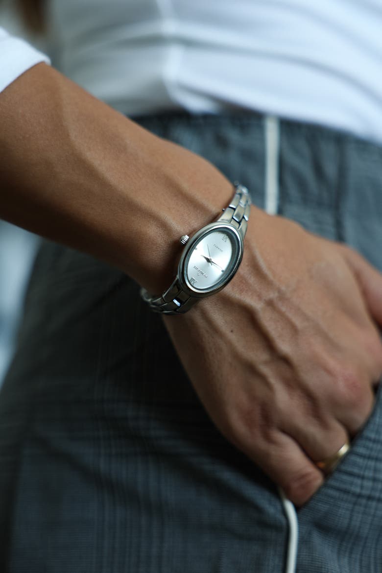 Modern Oval Link Bracelet Watch- 30x25MM, Alternate, color, Silver