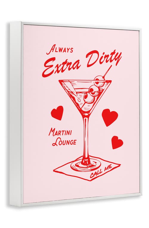 Stupell Industries Always Extra Dirty Martini Framed Canvas Wall Art In Pink