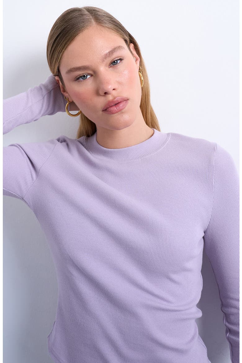 Long Sleeve Curve Hem Top, Alternate, color, LILAC