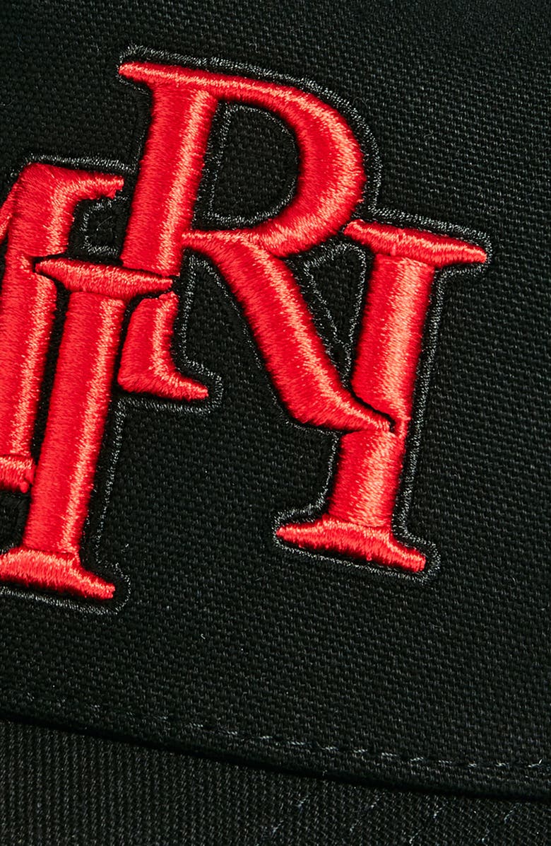 AMIRI Staggered Logo Cotton Canvas Baseball Cap, Alternate, color, Black Red