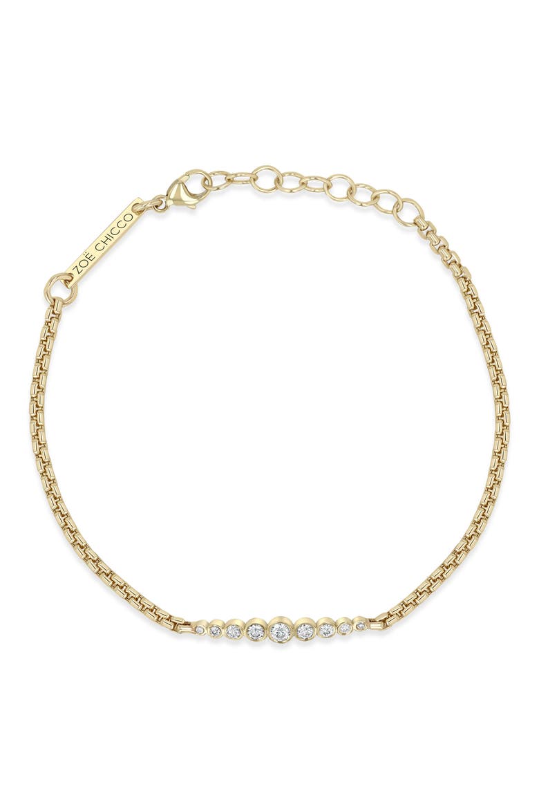 14K Gold Graduated Bezel Diamond Bracelet, Alternate, color, 14K YELLOW GOLD
