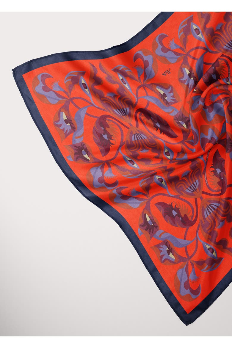 Medium Pure Silk Patterned Scarf, Alternate, color, Print 'I Bloom You'
