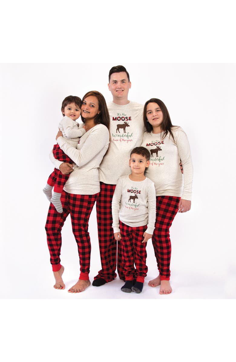 Hudson Baby Tight Fit Holiday Pajamas, Alternate, color, Moose Wonderful Time Kids