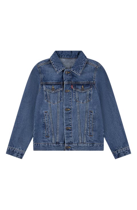 Kid's American Flag Denim Trucker Jacket (Big Kid)