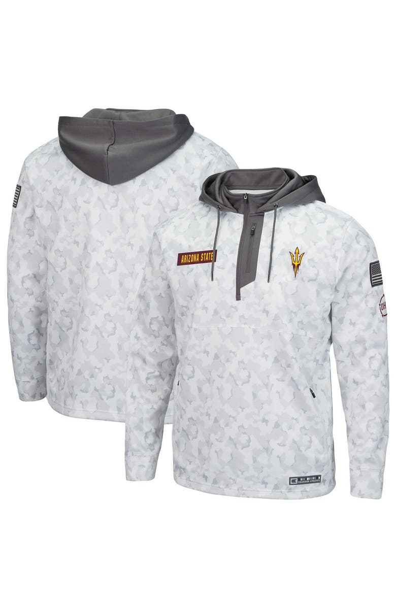 COLOSSEUM Men's Colosseum Arctic Camo Arizona State Sun Devils OHT Military Appreciation Quarter-Zip Hoodie, Main, color, Arctic Camo