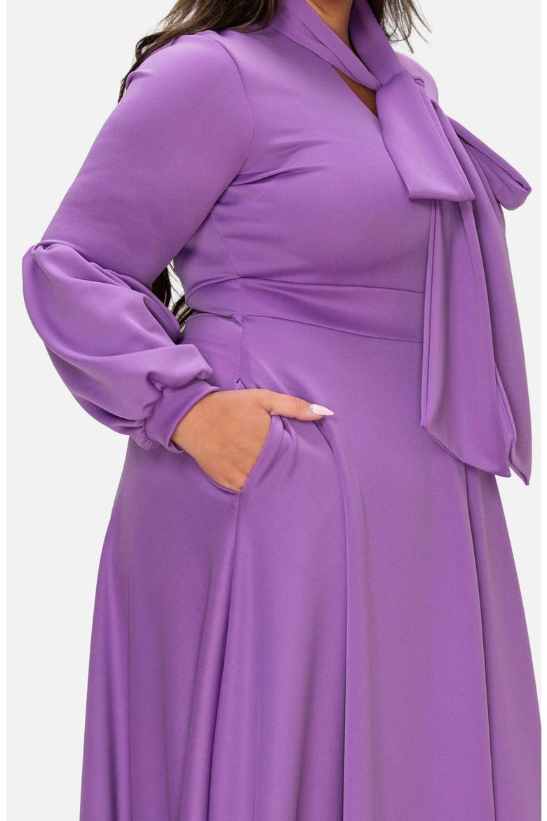 Bella Donna Long Sleeve Ribbon Tie Dress, Alternate, color, LILAC