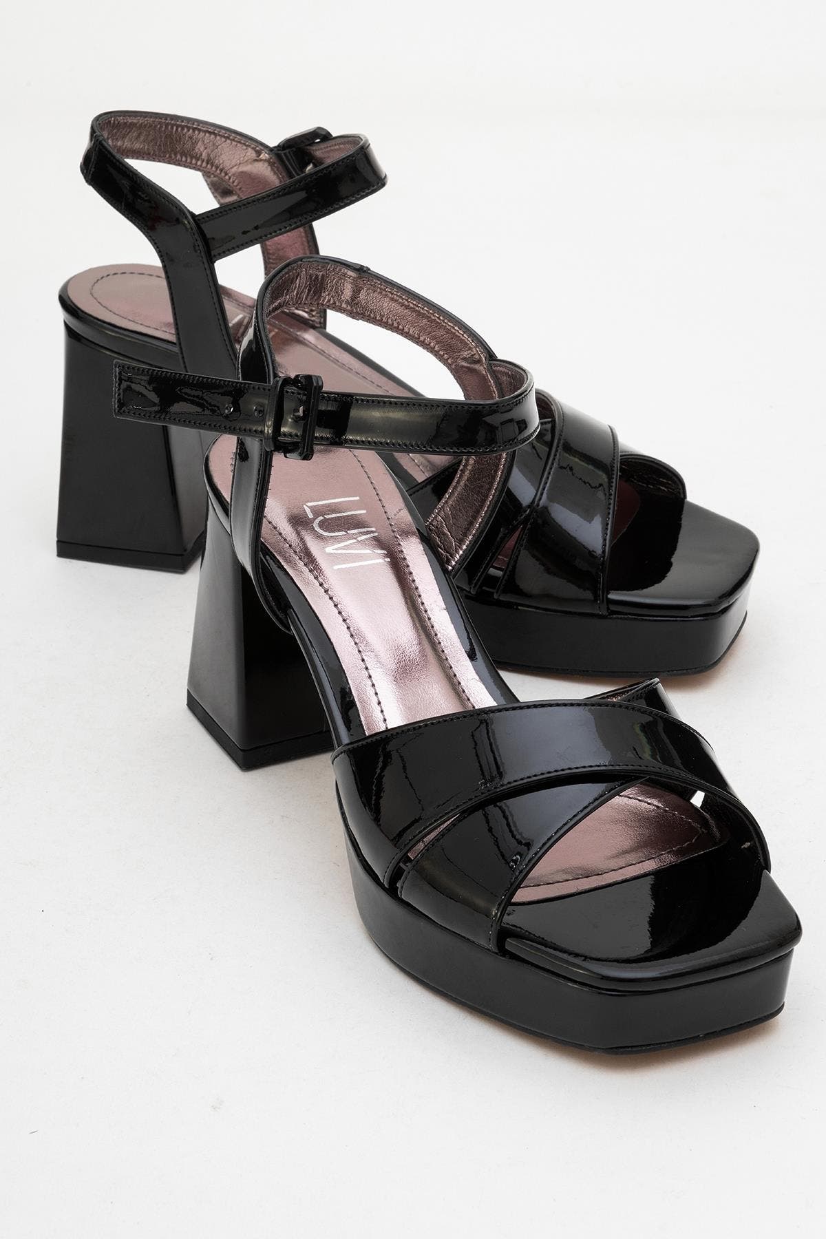 Prologue Shoes Lisbon Platform Block Heel Sandal, Alternate, color, Black Patent