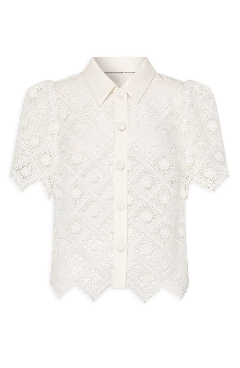 Milly Addison Lace Short Sleeve Shirt, Alternate, color, Ecru