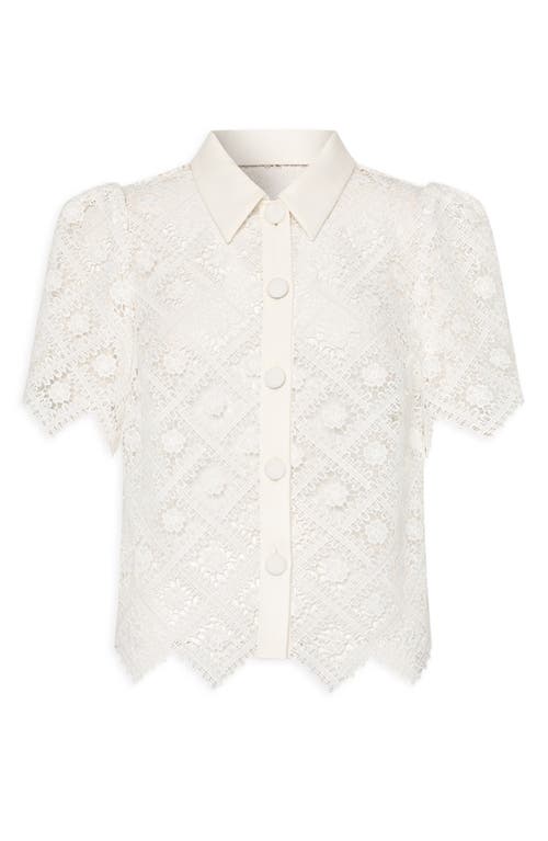 Milly Addison Lace Short Sleeve Shirt In Neutral