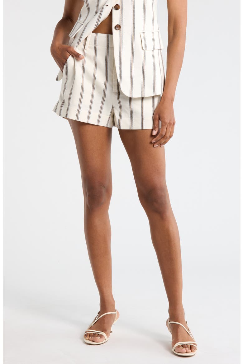 Mac Linen Blend Shorts, Main, color, CREAM STRIPE