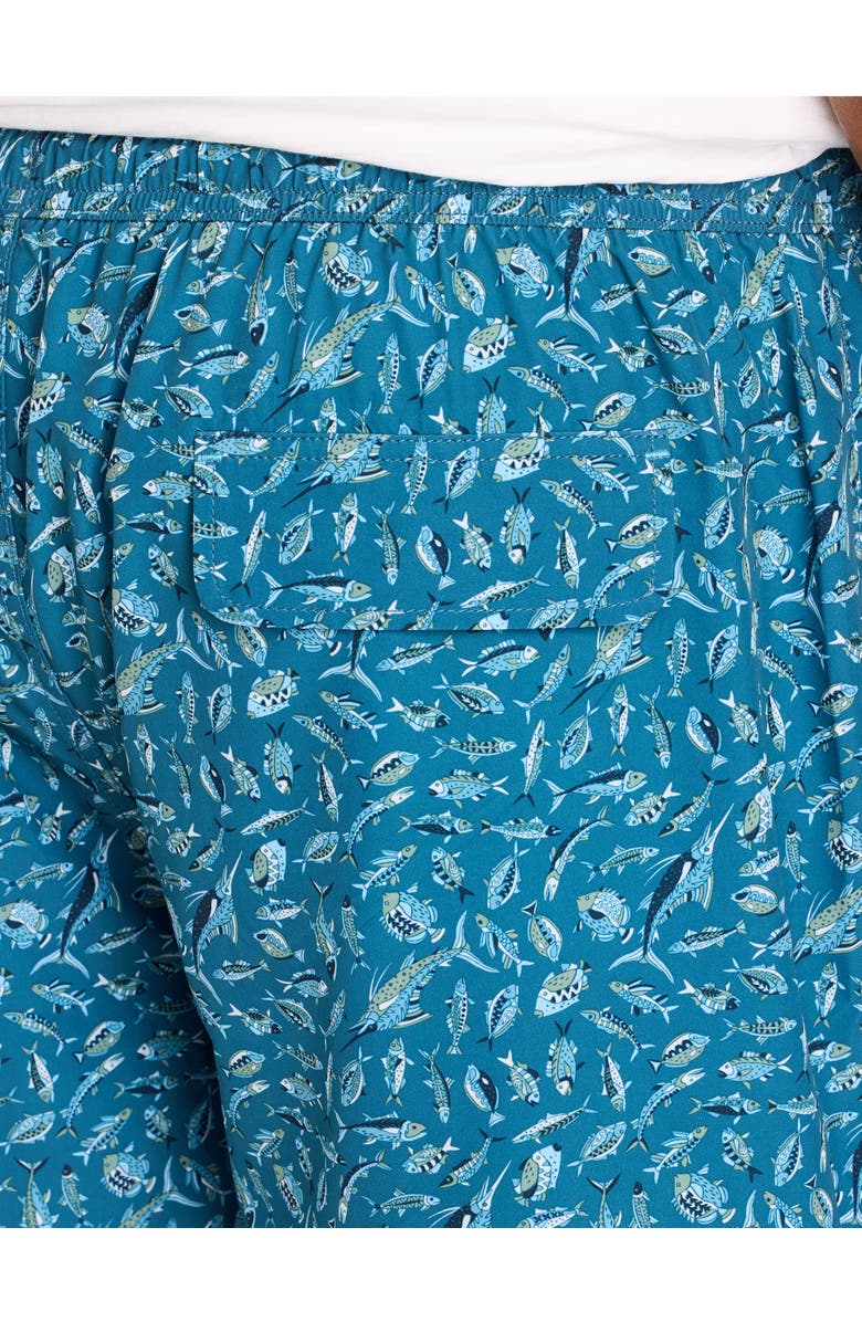 Tommy Bahama Big & Tall Night Schooled Swim Trunks, Alternate, color, Kingfish