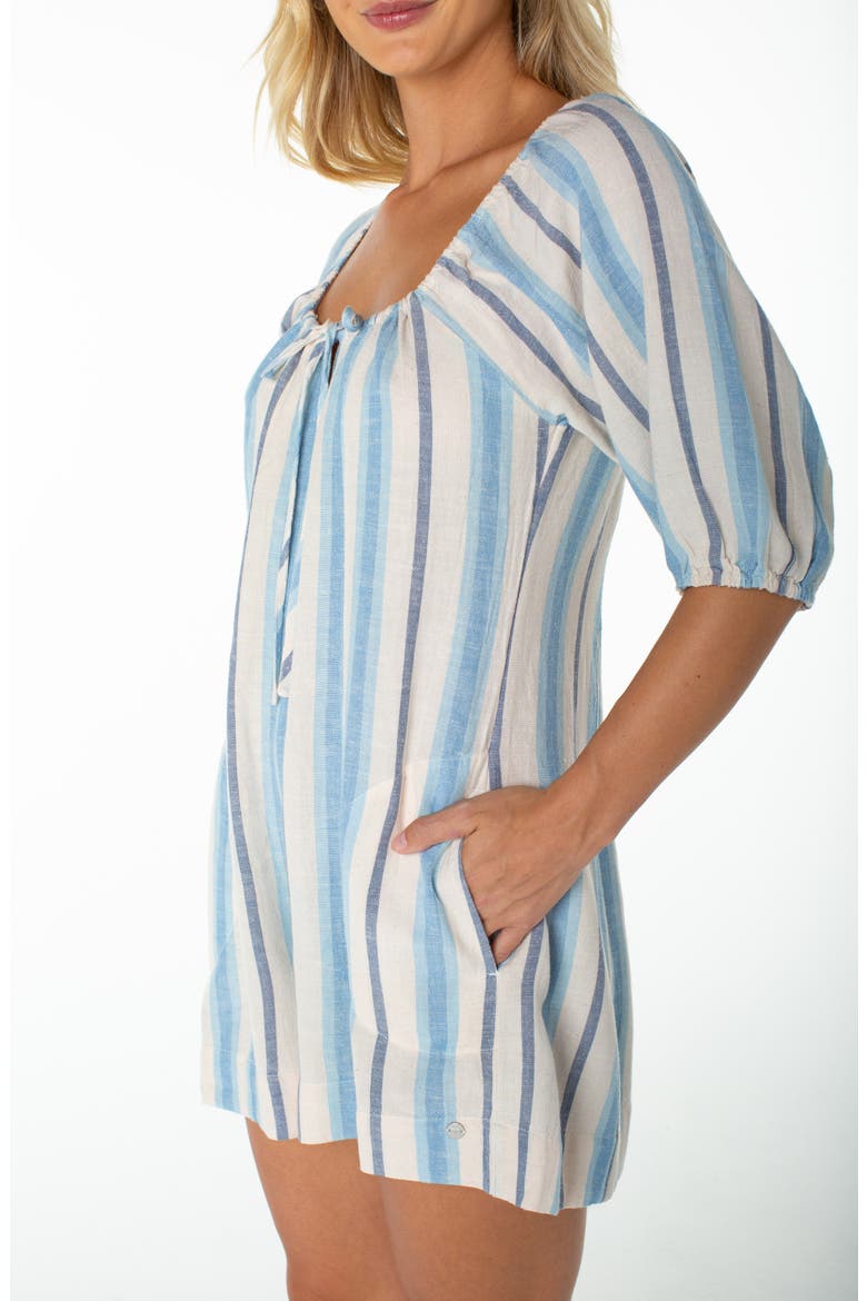 Pacific Cove Striped Romper, Alternate, color, CERULEAN