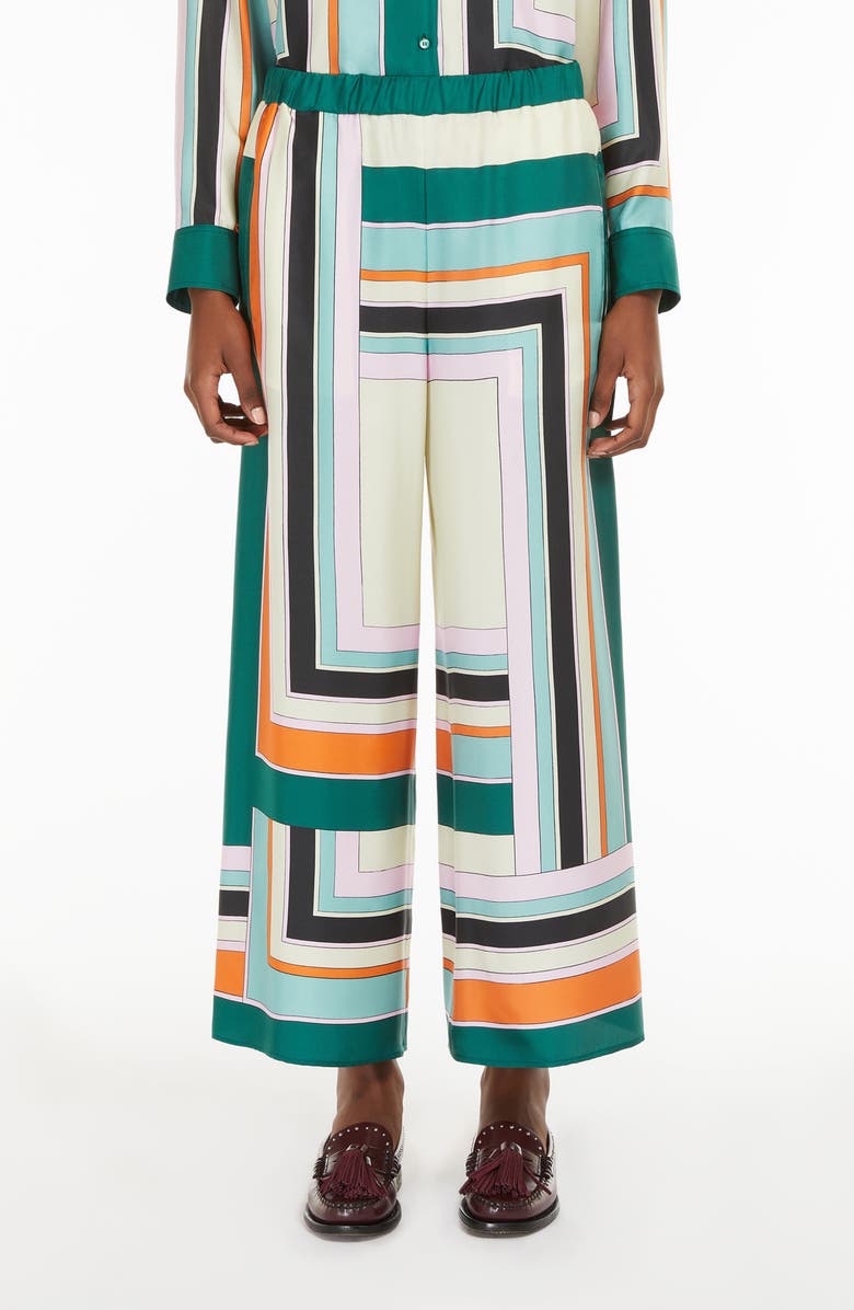Weekend Max Mara Ottavo Placed Print Silk Pants, Main, color, 