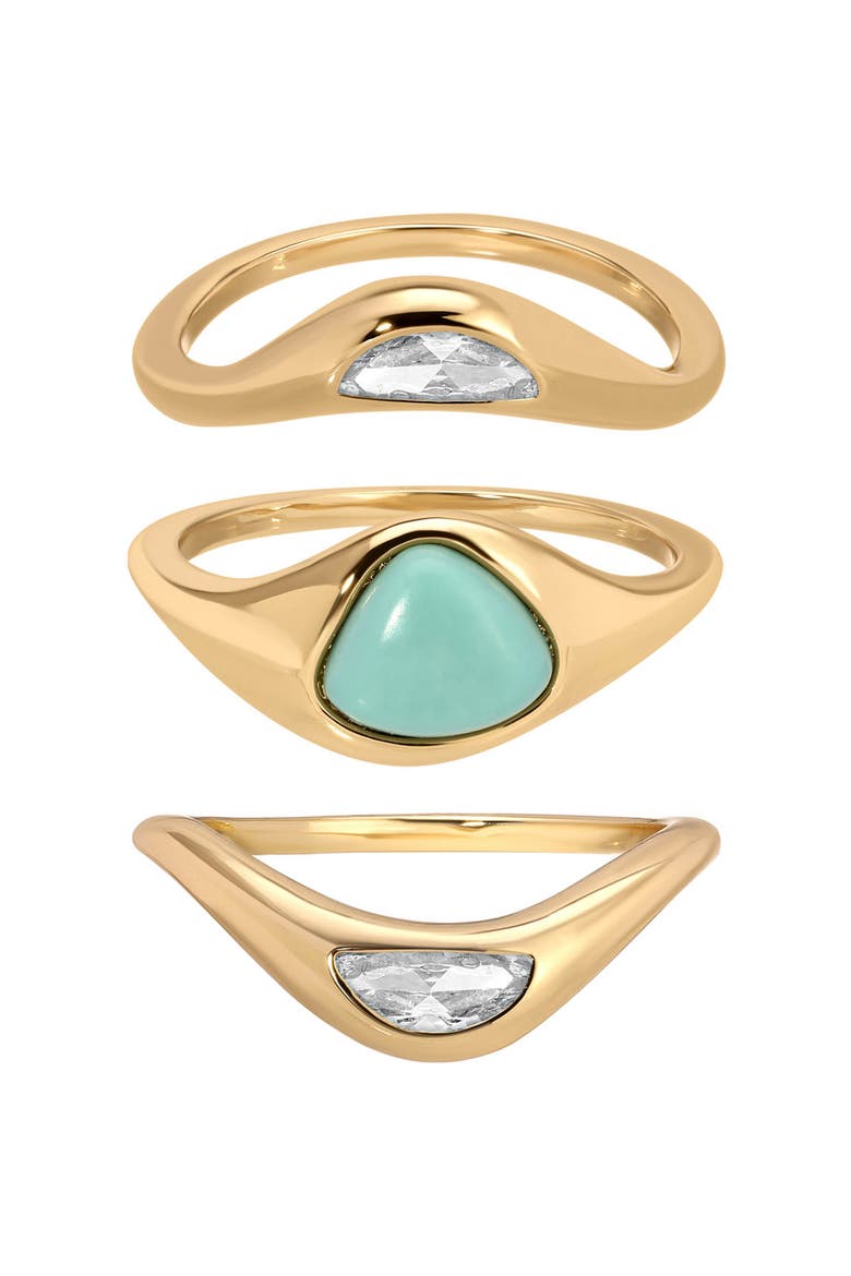 Set of 3 Reconstituted Turquoise Solstice Stacking Rings, Main, color, TURQUOISE