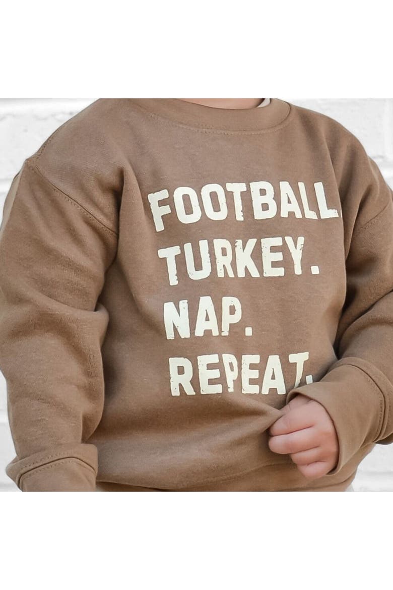Football Turkey Nap Repeat Thanksgiving Sweatshirt, Alternate, color, Mocha