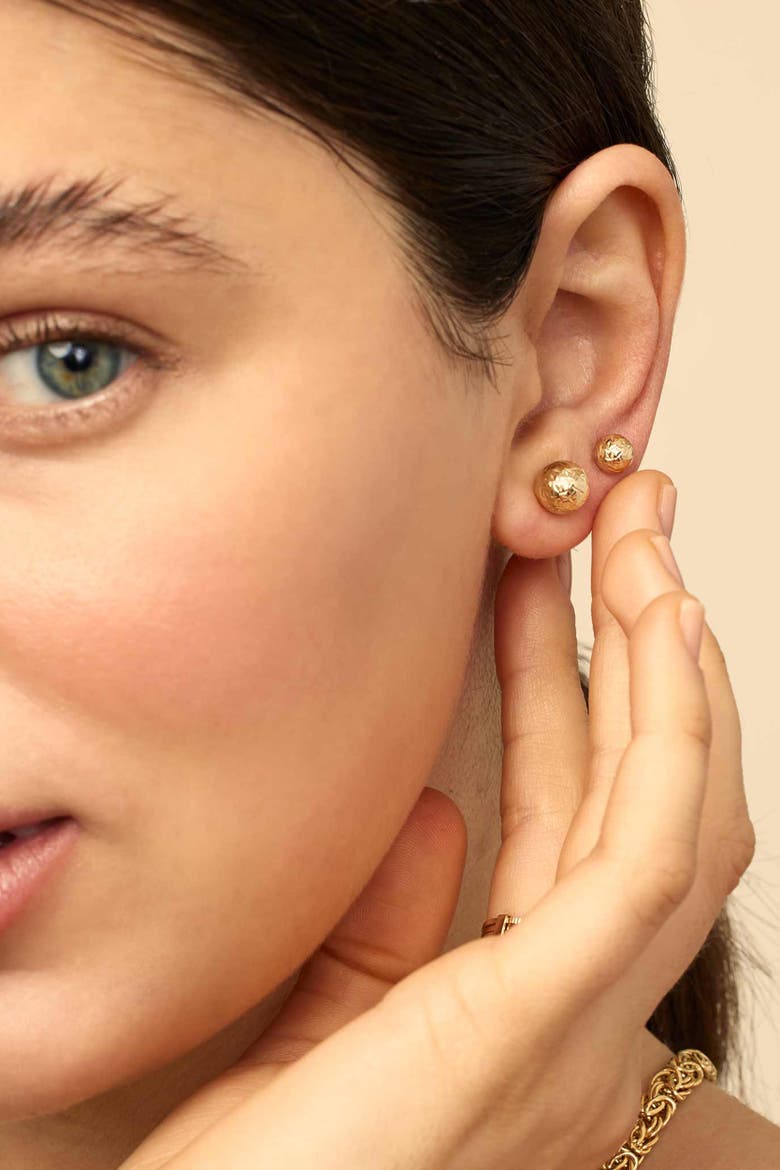 14K Gold Celebration Ball Studs Earrings, Alternate, color, Yellow Gold