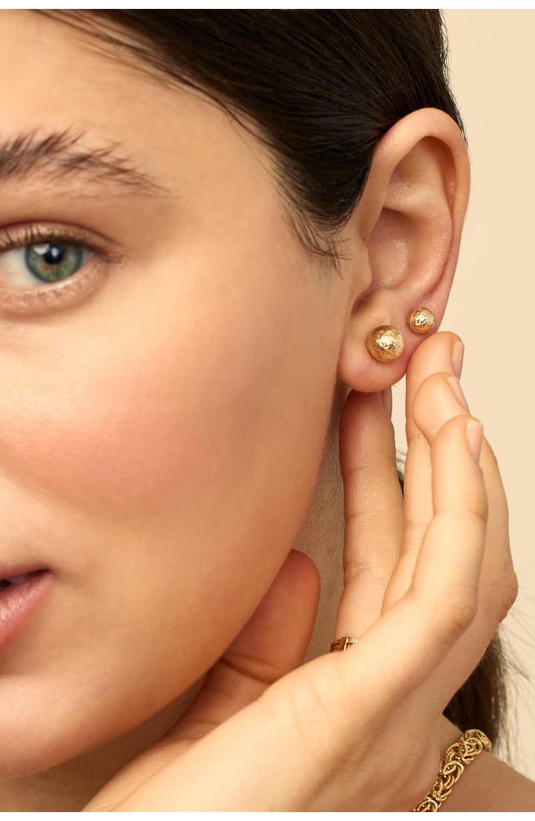 Oradina 14K Gold Celebration Ball Studs Earrings, Alternate, color, Yellow Gold