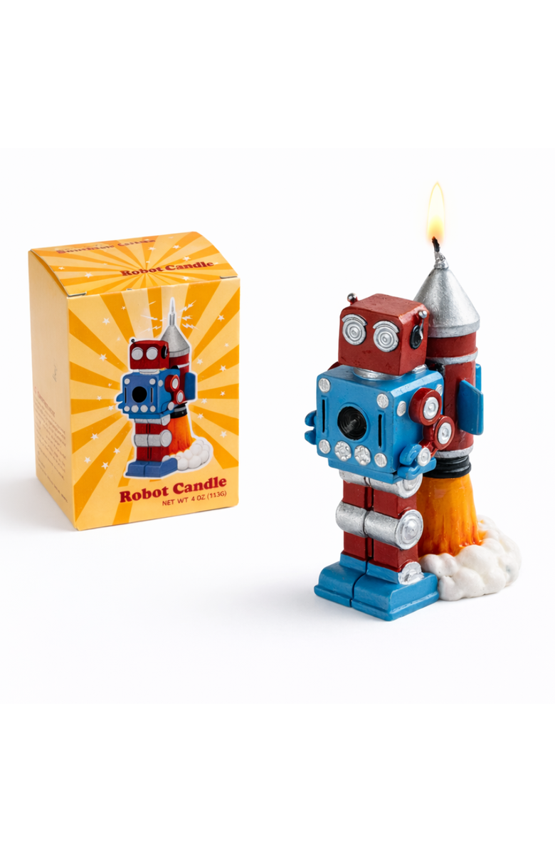 Southlake gifts Vintage Robot Birthday Candle, Alternate, color, Red / Blue / Silver