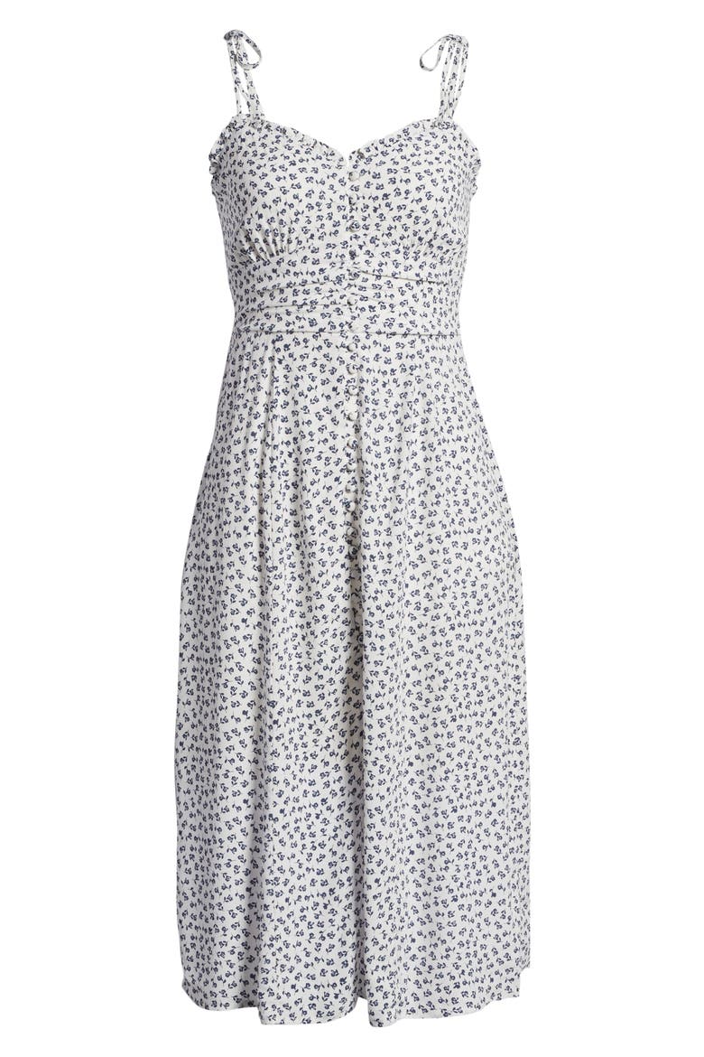 Front Button Midi Dress, Alternate, color, IVORY/ BLUE