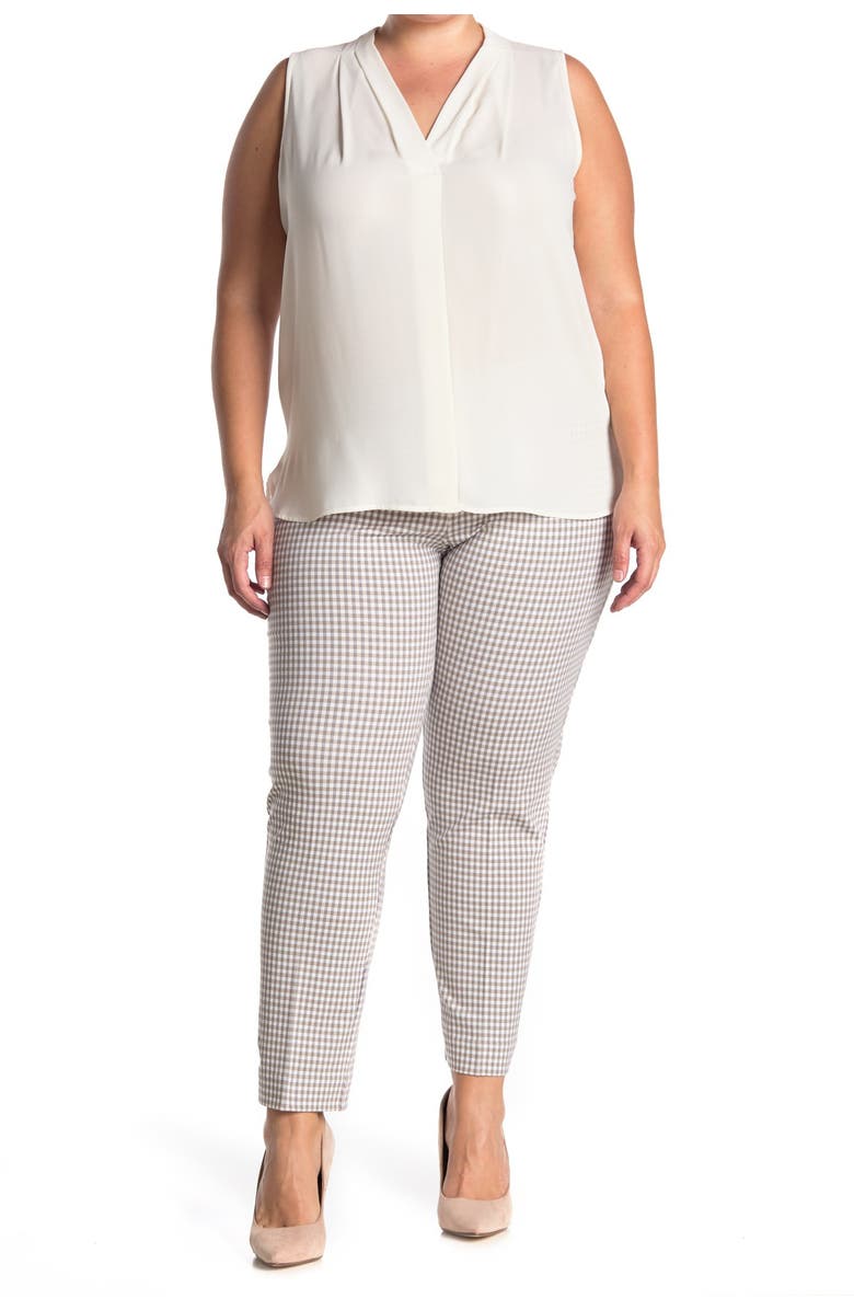 Amanda & Chelsea Micro Check Ponte Knit Pants, Main, color, Khawhtgy