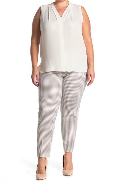 Micro Check Ponte Knit Pants (Plus Size)