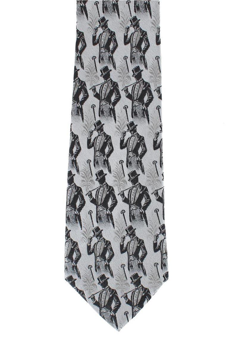 Extra Long Ambrose Dapper Night Silk Tie, Alternate, color, SILVER
