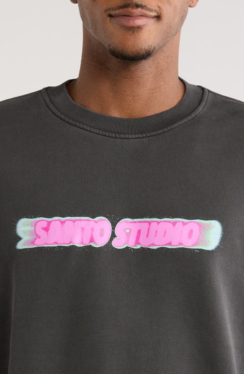 SANTO STUDIO Santo Blur Oversize Stretch Fleece Crewneck Sweatshirt, Alternate, color, Vintage Black