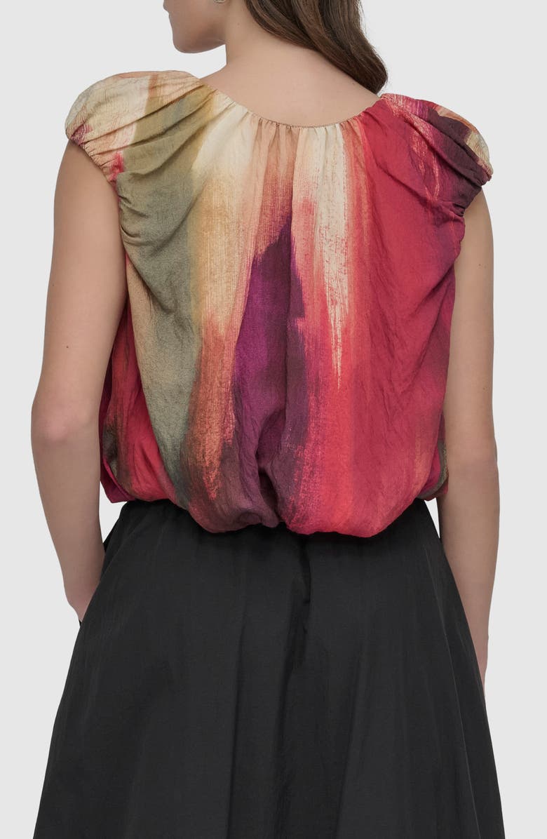DKNY Print Rumpled Voile Bubble Top, Alternate, color, Jun Brsh Stroke