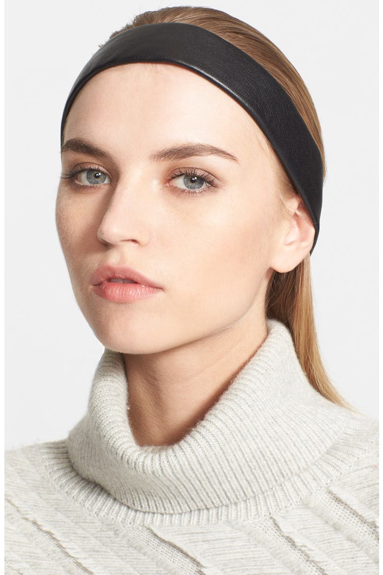 Leather Headband, Main, color, BLACK