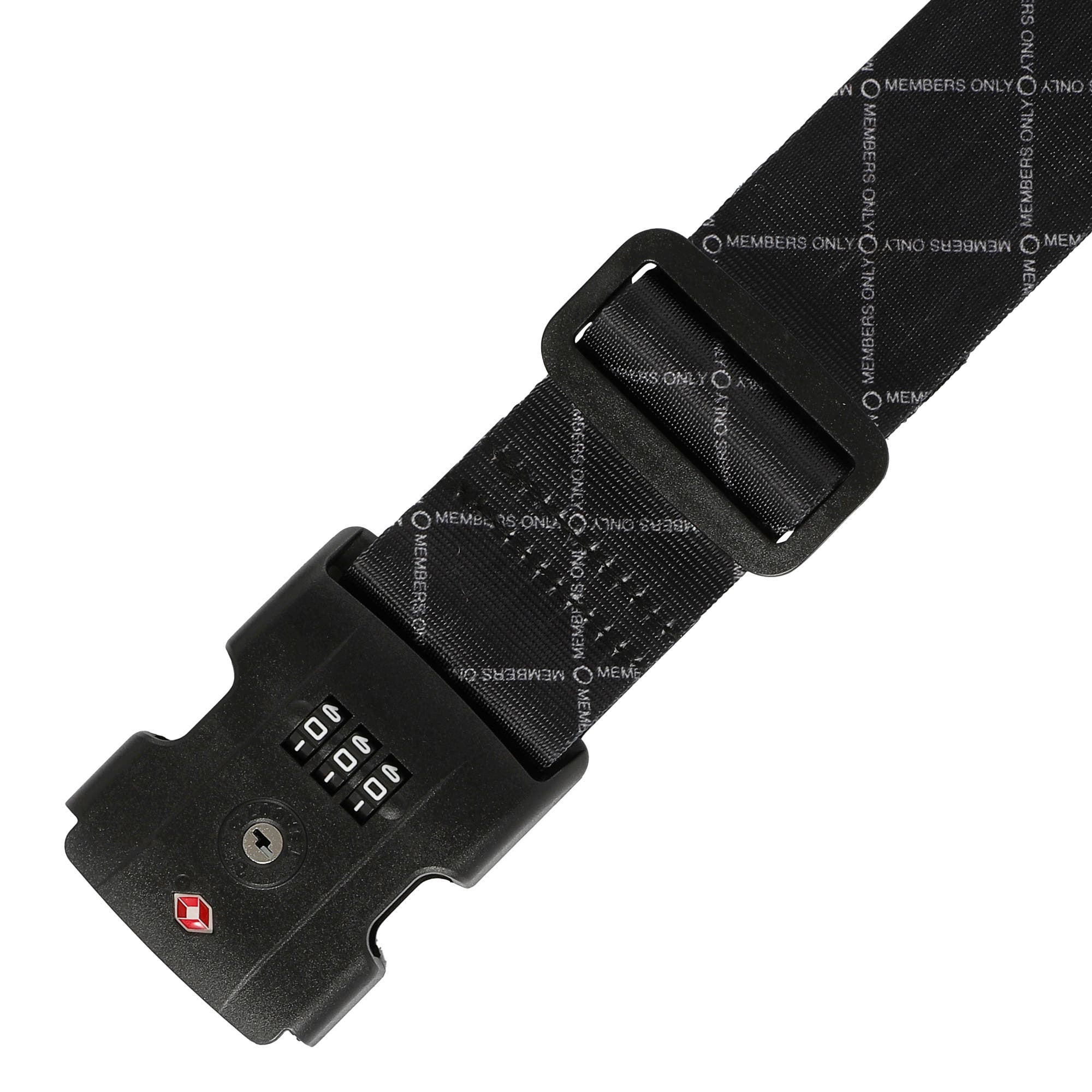 Members Only Adjustable Luggage Strap with Combination Lock, Alternate, color, Black
