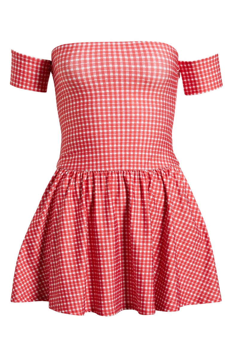 Bella Venice The Kat Off the Shoulder Gingham Minidress, Alternate, color, Red Gingham