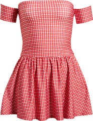 Bella Venice The Kat Off the Shoulder Gingham Minidress
