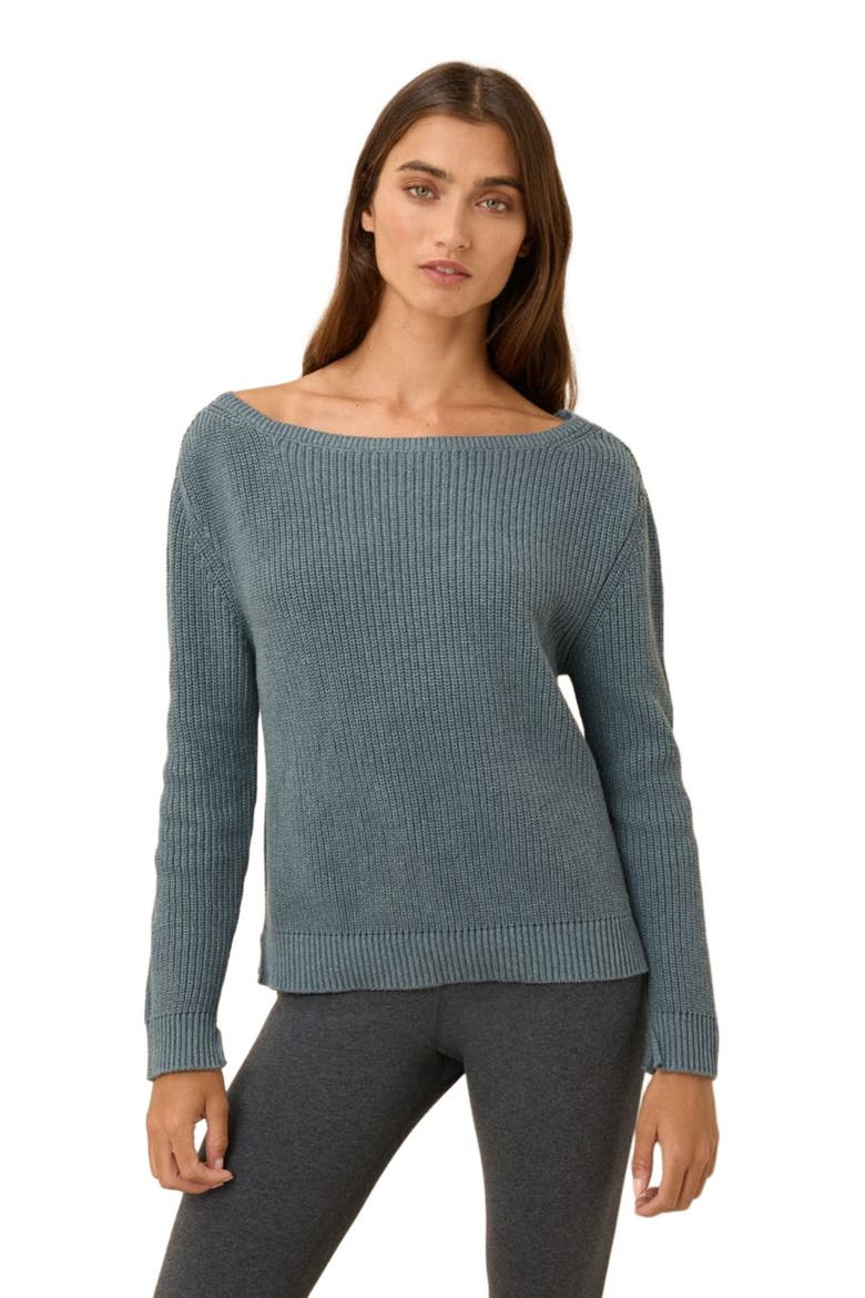 Luxe Knit Boatneck Sweater, Alternate, color, River Rock Heather