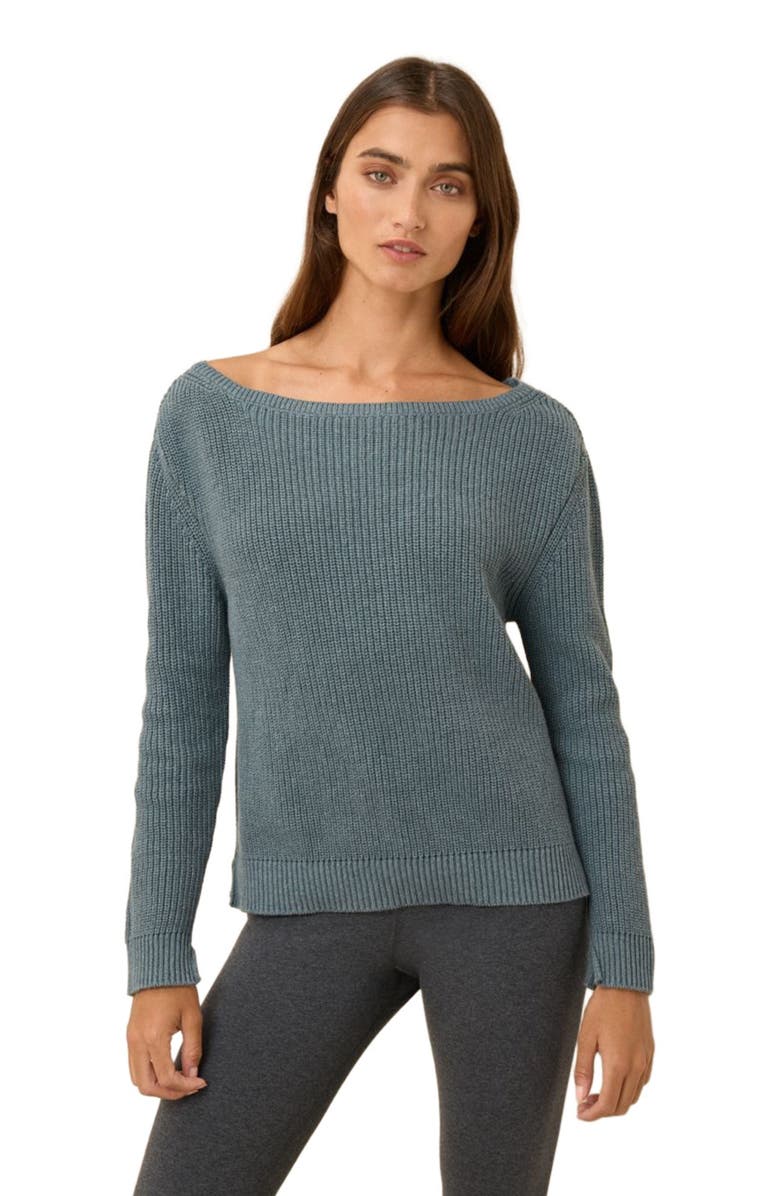 Pact Luxe Knit Boatneck Sweater, Alternate, color, River Rock Heather