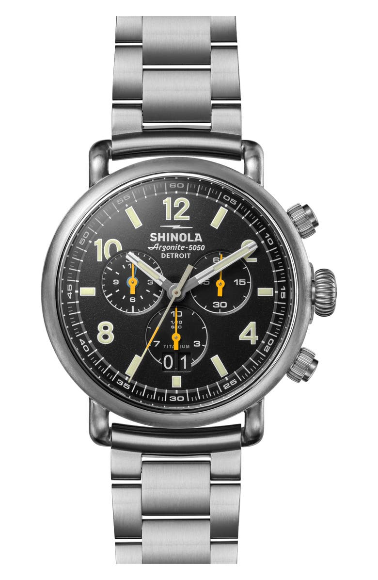Shinola Runwell Chronograph West Wind Watch Gift Set, 42mm, Main, color, Black