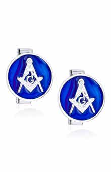 BLING JEWELRY Men's Freemason Enamel Cuff Links