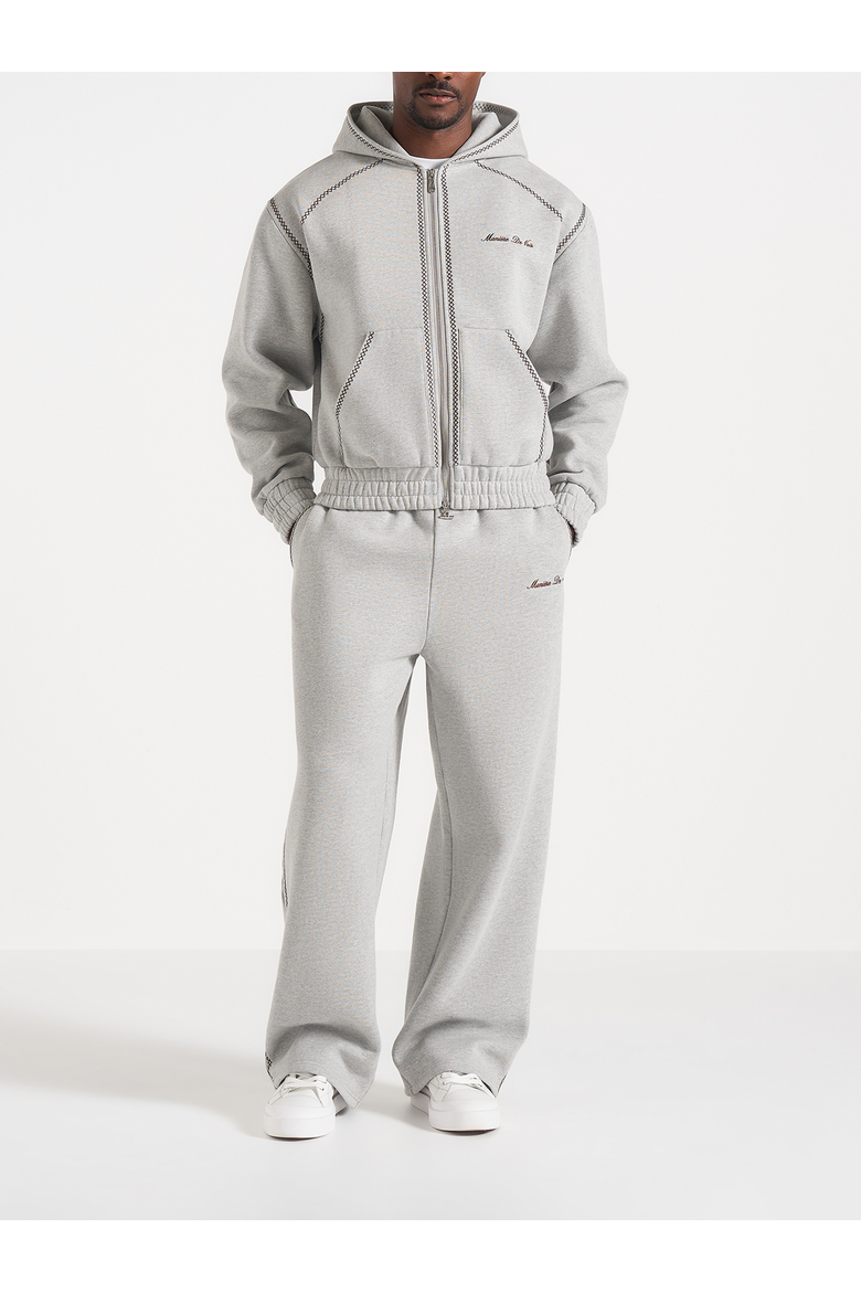 Ollie Unisex Whipstitch Raglan Effect Zip Hoodie, Alternate, color, Light Grey