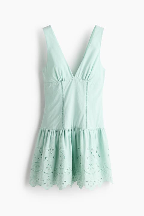 Flared-skirt Broderie Anglaise Dress