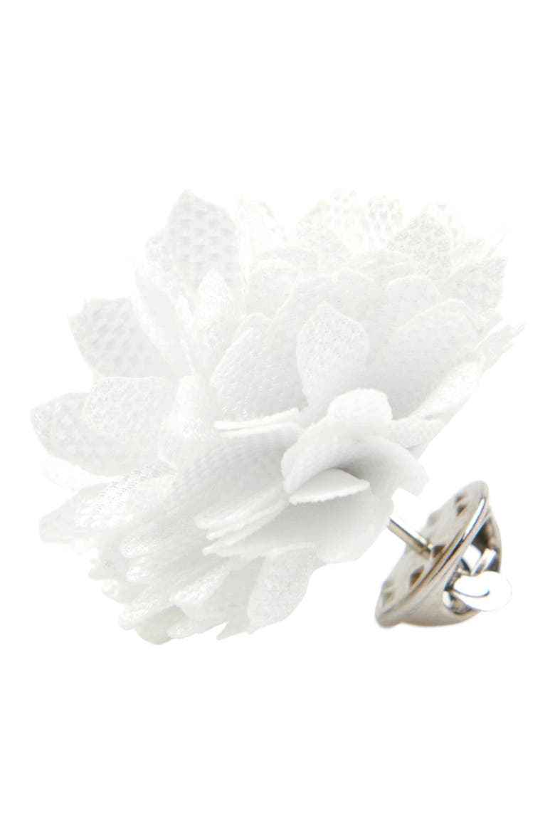 Men's Flower Lapel Pin, Alternate, color, WHITE