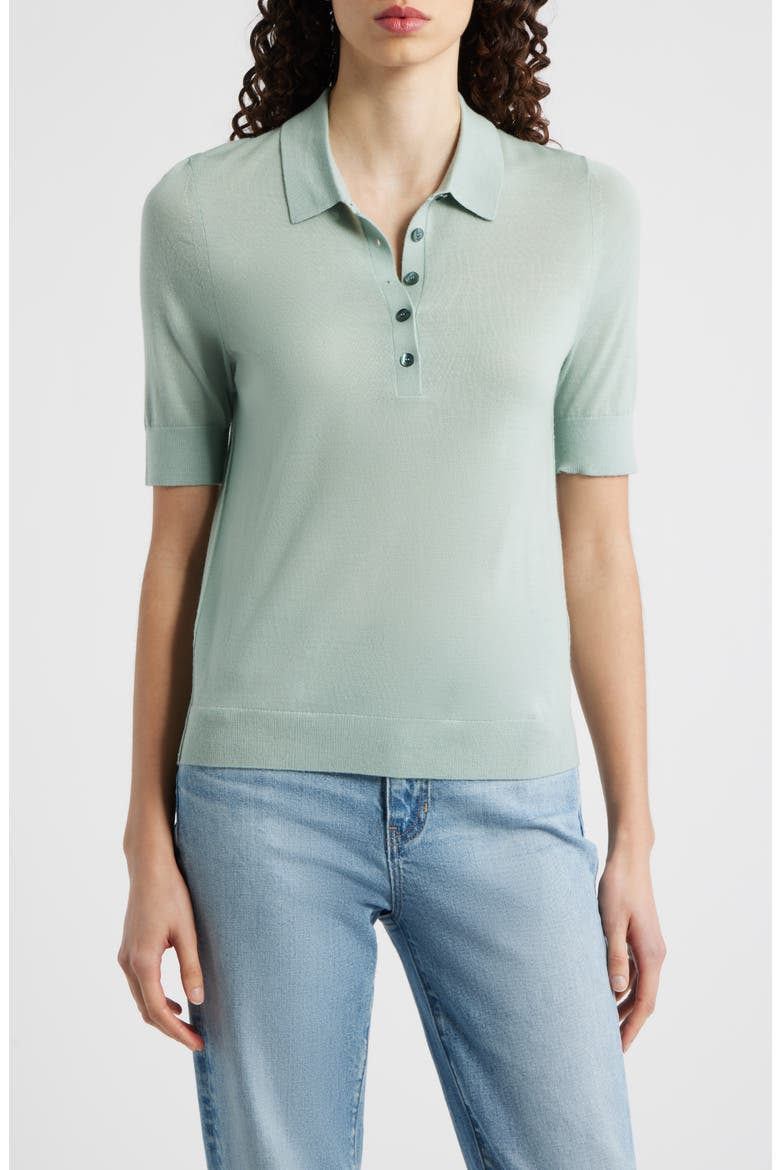 Fidenka Merino Wool Polo, Main, color, LIGHT JADE