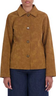 Sebby Faux Leather Car Coat